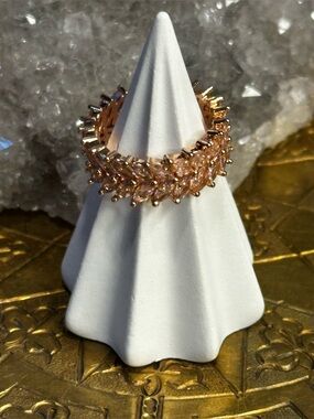 Rose Gold Tone Marquise Rhinestone Statement Ring Size 9